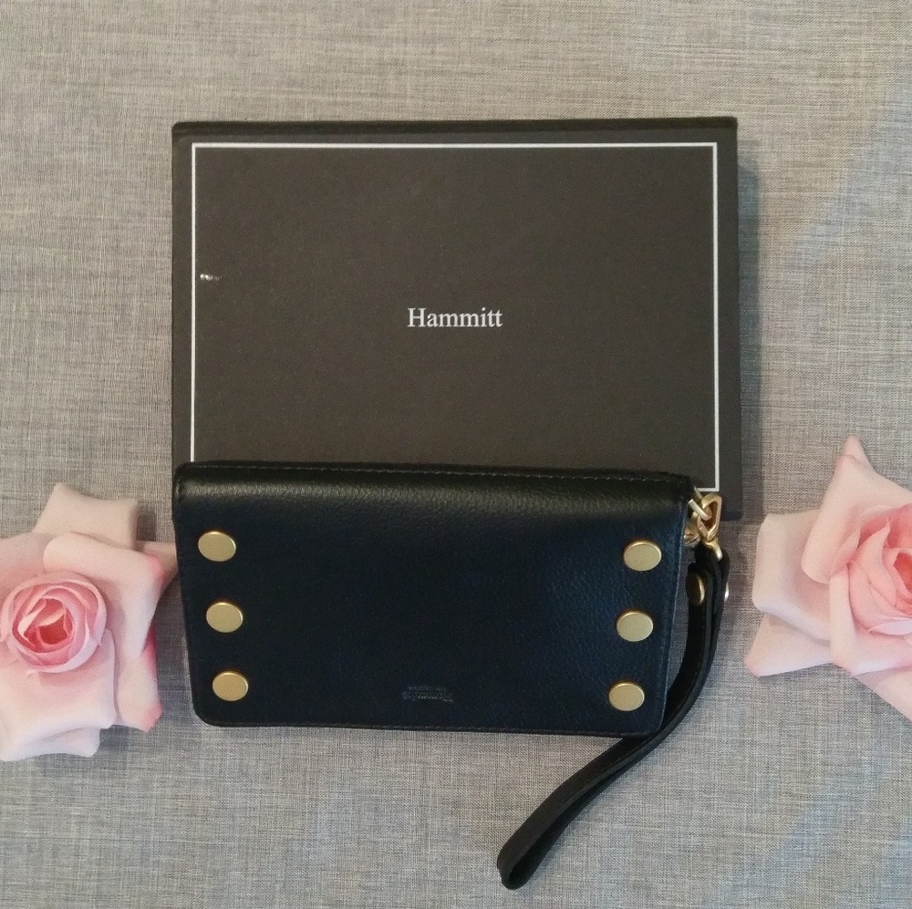 Hammit black leather clutch